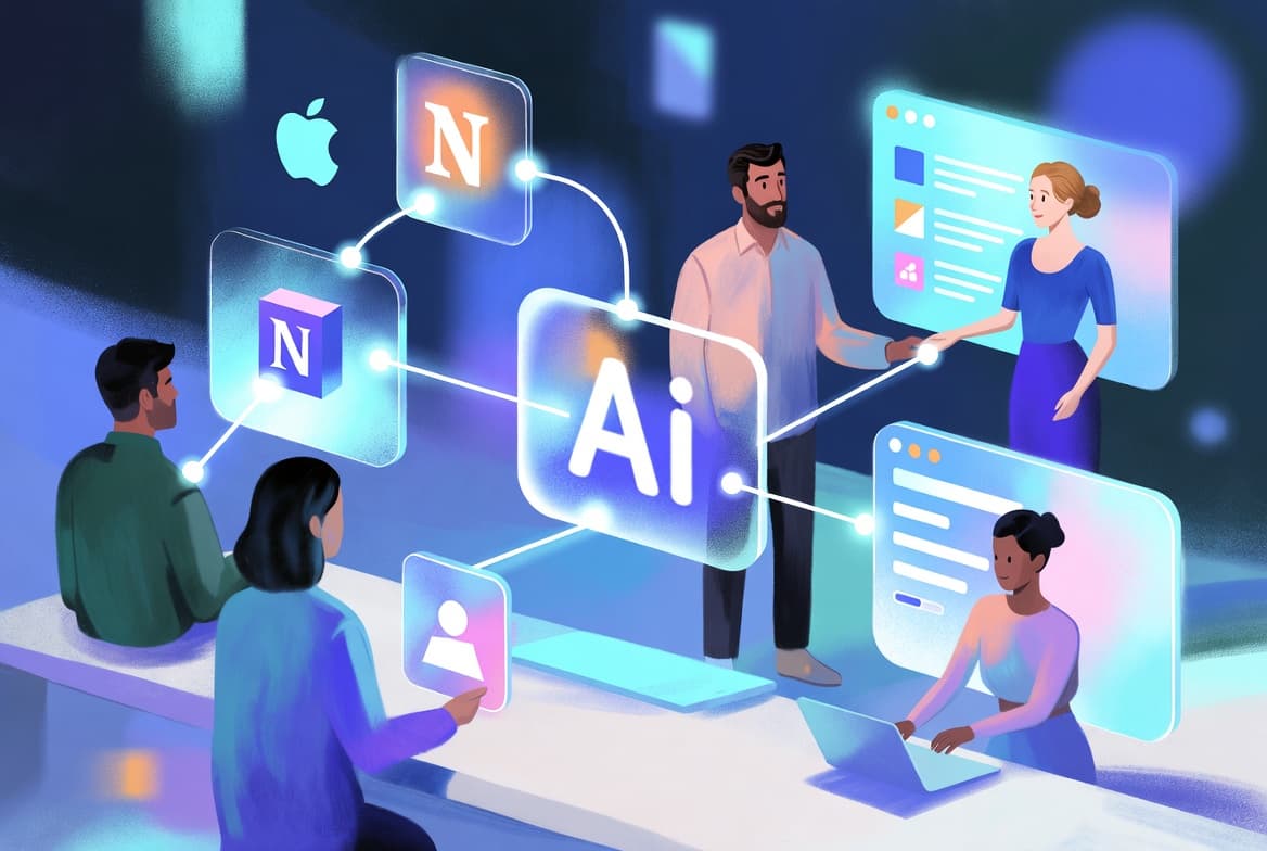 Professional surrounded by AI tools