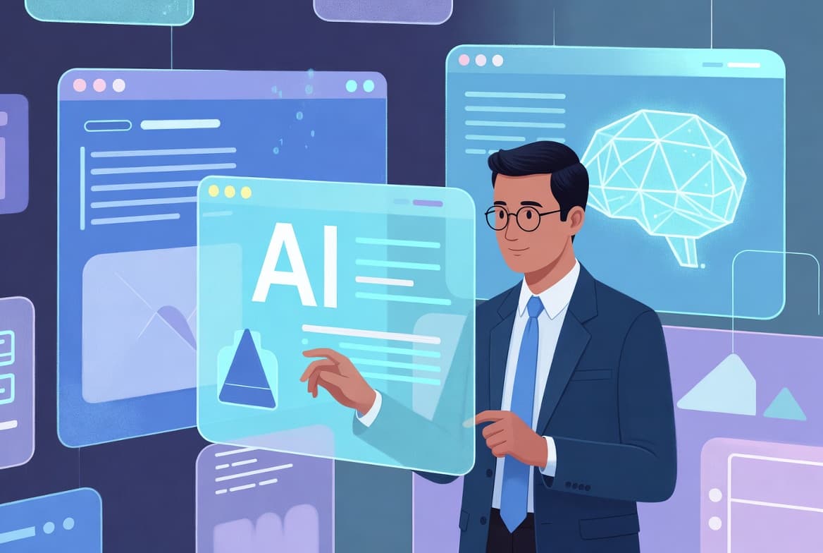 Professional working confidently with AI